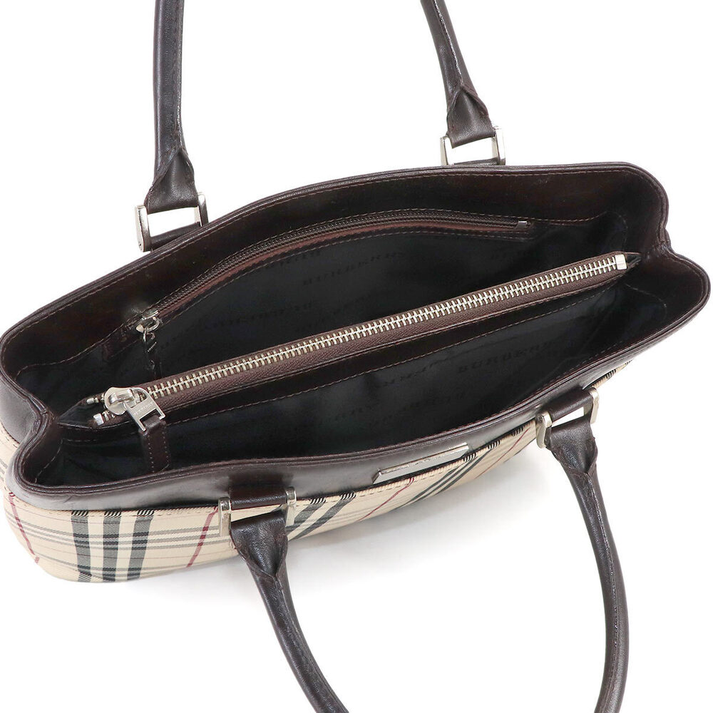 Burberry Nova Check Handbag Canvas Leather Beige Brown - Picture 6 of 8